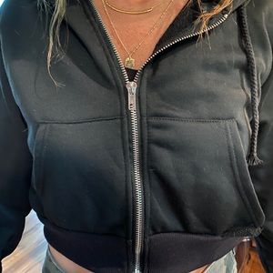 Cropped black zip up